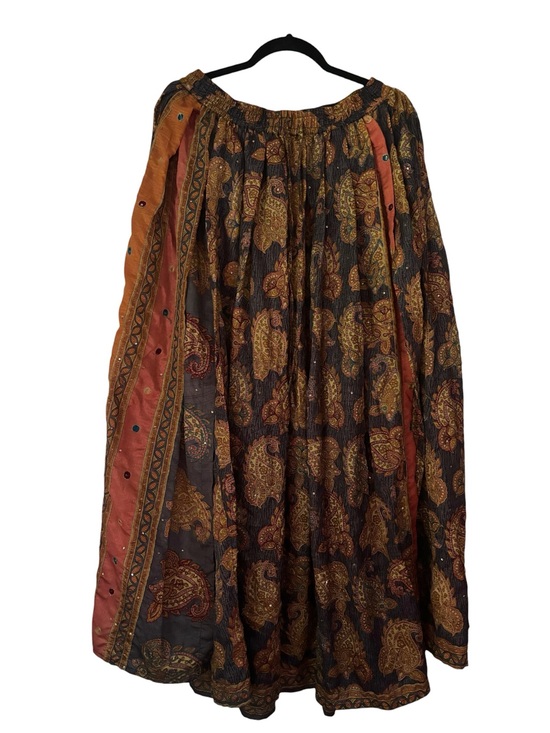 Uma Nomad Dresses & Skirts - Boho Paisley Maxi Skirt in Saffron and Charcoal